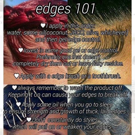 @kinkz.n.curlz on Instagram: “Edge care 101 🤪 • • • If viewing follow @Kinkz.n.curlz🧞‍♀️✨ -follow @kinkz.n.curlz -follow @kinkz.n.curlz -follow @kinkz.n.curlz -follow…” Schul Survival Kits, 3b Hair, Hair Growth Women, Protective Hair, Natural Hair Regimen, Hair Care Growth, Edges Hair, Hair Growing, Natural Hair Care Tips