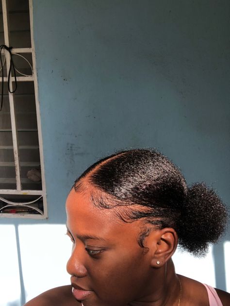 Slick Back Bun Natural Hair Short 4c, Bow Hairstyle Natural Hair, Slick Back Puff Natural Hair 4c Short, 4c Natural Hairstyles Coquette, Afro Puffs With Butterfly Clips, Short Hair Black, Natural Hair Stylists, Black Ponytail Hairstyles, Quick Natural Hair Styles