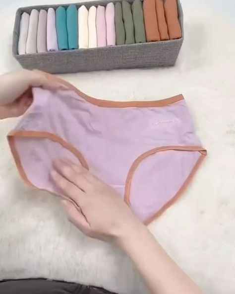 Home | Folding | Organize on Instagram: "Women’s underwears #foldingtricks 😍✨Tag and share with your friends 💞 FOLLOW @myorganizinginterior FOR MORE ❤️ Credits ✨ #foldingclothes #folding #organization #organizingtips #konmarifolding #organizedhome #organized #getorganized #konmari #tutorialsvideos #theneatlife #rsorganizing #lifehacks #inventions #kitchengadgets #gadgetsshop #coolgadgets #laundry #diy #clothes #homeorganizing #origami #origamilovers #origamilove #origamiart #origamipaper #origamiwork #homeorganization #organizedlife" Folding Organization, Laundry Diy, Konmari Folding, Folding Hacks, Shirt Folding, Origami Love, Organisation Hacks, Gadget Shop, Folding Clothes