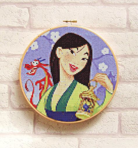 This listing is a PDF file of the pattern MULAN, not the finished product. It is simple and suitable for beginners. This PDF counted cross stitch pattern available for instant download. This PDF pattern include cross stitch pattern (in colors and black and white symbols) with DMC List Disney Characters Cross Stitch Patterns, Princess Mononoke Cross Stitch, Mulan Cross Stitch Pattern, Aladdin Cross Stitch, Lady And The Tramp Cross Stitch Pattern, Mulan, Alpha Patterns, Counted Cross Stitch Patterns, Counted Cross Stitch