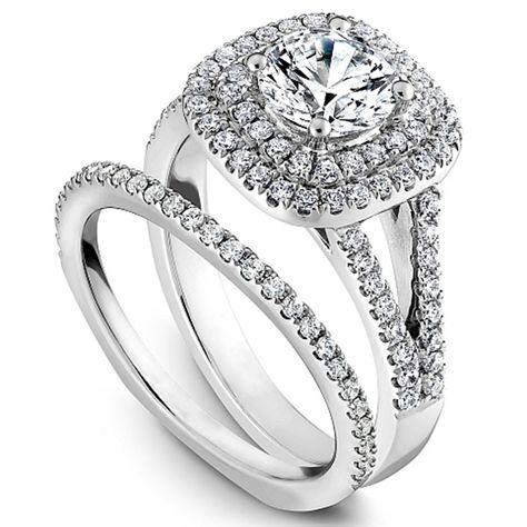 Free 2-day shipping. Buy Split Shank 1 Carat Round Cut Real Diamond Halo Bridal Set in 10k White Gold at Walmart.com Prong Setting Engagement Ring, Noam Carver, Engagement Rings Wedding Bands Set, Simulated Diamond Rings, Gold Ring Designs, Diamond Bridal Sets, Bridal Ring Sets, Wedding Band Sets, White Gold Engagement