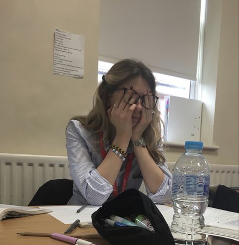 blonde haired girl rubbing her eyes behind her glasses, visibly frustrated with her girlies College Aesthetic, Uni Life, Academic Motivation, Study Motivation Inspiration, School Aesthetic, Rory Gilmore, Studying Inspo, Study Hard, Study Inspiration