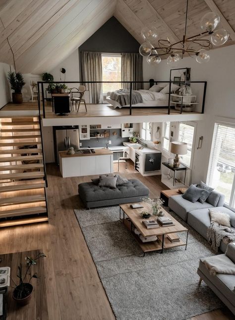 Barndominium Interior, Loft House Design, Tiny House Interior Design, Tiny House Loft, Tiny House Layout, Tiny House Inspiration, Modern Tiny House, Loft House, Tiny House Interior