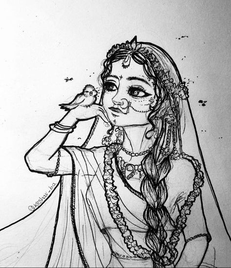 Radha Rani Tattoo Design, Radha Rani Drawing Pencil, Radha Rani Pencil Sketch, Radharani Sketch, Radha Drawing Pencil, Radharani Drawing, Radha Rani Sketch, Radha Rani Drawing, Radha Drawing