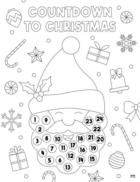 Choose from one of 10 unique Santa Beard Countdown Calendars to help your kids count down the days until Christmas. Print from home! 100% FREE! Santa Beard Countdown, Santa's Beard Countdown, Santa Countdown, Count Down To Christmas, Counting For Kids, Santa Beard, Days To Christmas, Christmas Countdown Calendar, Coloring Sheets For Kids