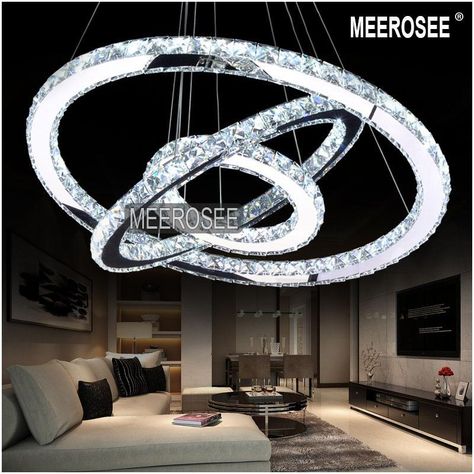 Hot Sale Diamond Ring Led Crystal Chandelier Light Modern Led Lighting Circles Lamp 100% Guarantee Fast Shipping Kitchen Pendant Light Fixtures Modern Pendant From Meerosee19, $73.3| Dhgate.Com Modern Lustre, High Ceiling Decorating, Living Room And Dining Room Decor, Crystal Chandelier Living Room, Circle Chandelier, Chandelier Lighting Modern, Led Crystal Chandelier, Crystal Chandelier Lighting, Crystal Pendant Lighting