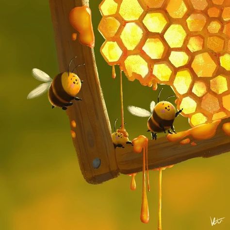 Honey Illustration, Bee Artwork, Bee Drawing, Bee Illustration, Best Honey, Illustration Ideas, Bee Art, Bees Knees, Cute Creatures