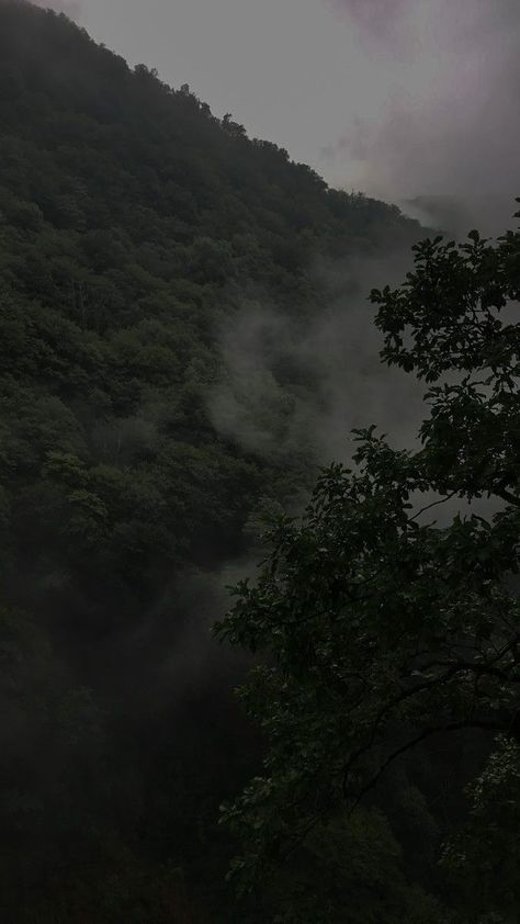 Rainy Weather Aesthetic Wallpaper, Green Peace Aesthetic, Rainy Day Forest Aesthetic, Dark Pictures Of Nature, Rain On Mountains, Gloomy Clouds Aesthetic, Breezy Weather Aesthetic, Mountains Dark Aesthetic, Mountain Dark Aesthetic