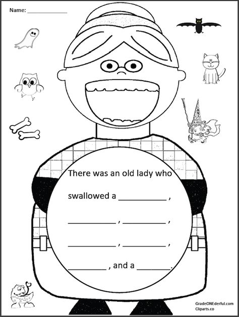 There Was an Old Lady Who Swallowed a Bat FREEBIE There Was An Old Lady Who Swallowed A Bat Activities, Old Lady Who Swallowed A Bat, There Was An Old Lady Who Swallowed Bat, There Was An Old Lady Who Swallowed Fly, Bats Activities, Swallowed A Fly, Bat Template, Bat Coloring Pages, October Activities