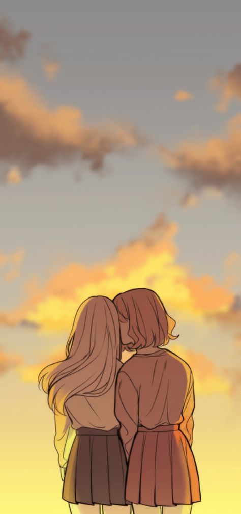 Winter Before Spring, Lesbian Art, Drawing Wallpaper, Background Drawing, Cute Couple Drawings, Wallpaper Animes, Comic Art Girls, Cute Couple Art, Anime Girlxgirl