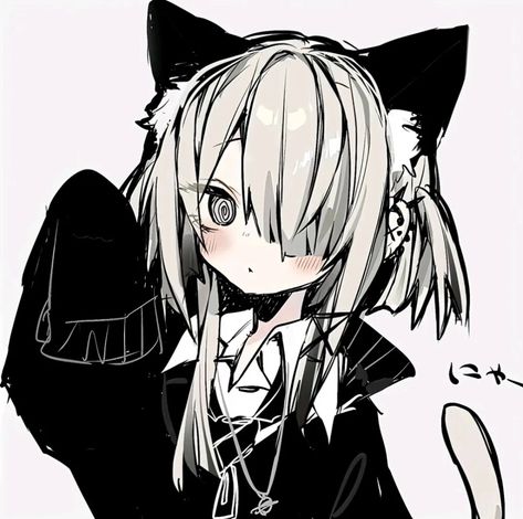 Catgirl Pfp For Discord, Cat Oc Human, Cat Girl Pfp, Catgirl Pfp, Catgirl Art, Catgirl Anime, Cute Eyes Drawing, Really Cool Drawings, Emo Art