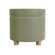 Circular Ottoman, Green Ottoman, Ottoman With Storage, Round Storage Ottoman, Light Sage Green, Modern Ottoman, Honey Oak, Round Storage, Round Ottoman