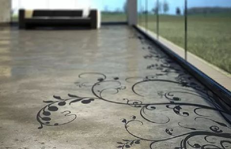 Painted Cement Floors, Stenciled Concrete Floor, Stencil Concrete, Painted Wood Floors, Decoration Beton, Painted Concrete Floors, Concrete Patios, Concrete Patio Designs, Gardening Gifts