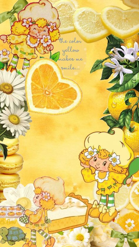 Lemom meringue by EliFlow000             #lemonmeringue #lemon #yellow #cute #strawberryshortcake Lemon Meringue Wallpaper, Lemon Meringue Fanart, Yellow Coquette Wallpaper, Yellow Aesthetic Journal, Lemon Meringue Strawberry Shortcake, Lucky Vicky, Lemon Aesthetic, Aurora Aesthetic, Lemon Wallpaper