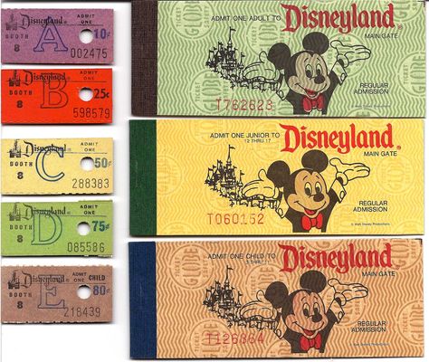 Vintage Disneyland Tickets: Decades of Disneyland Tickets - Part 2 #Disneyland #Tickets Disney Princess Facts, E Ticket, Disney Tickets, Disneyland Tickets, Diy Unicorn, Retro Disney, Disney Fun Facts, Disney Memories, Disney Facts