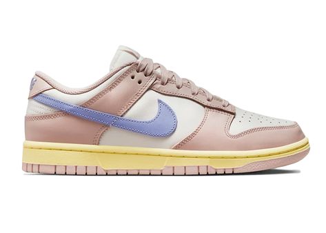 Nike Dunk Low Sneakers in Pink Oxford/White/Purple Dunk Low Pink Oxford, Jordan 11 Women, Nike Models, Oxford White, Nike Air Jordans, Pink Nikes, Hot Sneakers, Nike Dunk Low, Low Sneakers