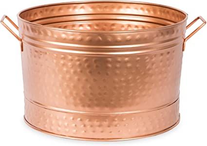 Amazon.com : Achla Designs C-50C CopperTub Round Hammered Copper Plated Galvanized Tub : Decorative Vases : Garden & Outdoor Steel Bucket, Chilled Beer, Beer Bucket, Copper Tub, Galvanized Tub, Steel Tub, Indoor Outdoor Planter, Container Gardening Vegetables, Metal Planters