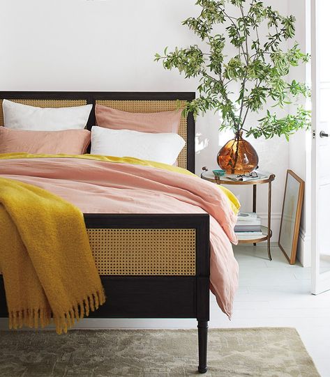 UGH, I Really Want a Caned Bed. - The Stripe Blog Bed Options, Cane Bed, Industry West, Brooklyn Apartment, Caned Headboard, New Bed, Window Bed, New Beds, Design Within Reach