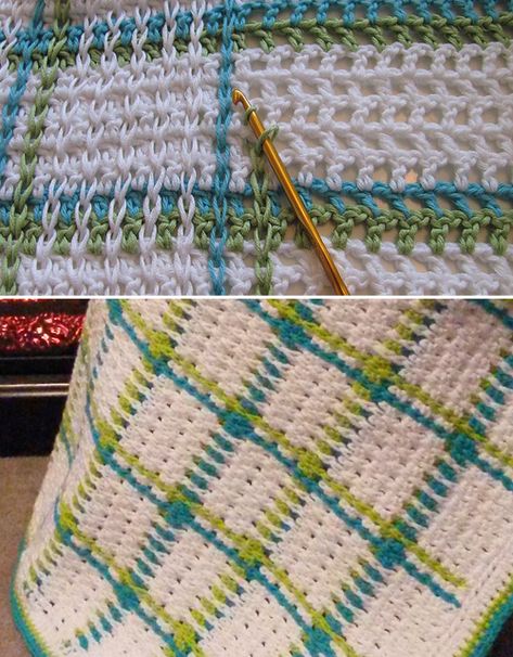 Woven Baby Blanket on Mesh Ground - Free Pattern Woven Baby Blanket, Crochet Pattern Tutorial, شال كروشيه, Mesh Pattern, Baby Afghan Crochet, Crochet Dishcloths, Crochet Cross, Pattern Tutorial, Crochet Free