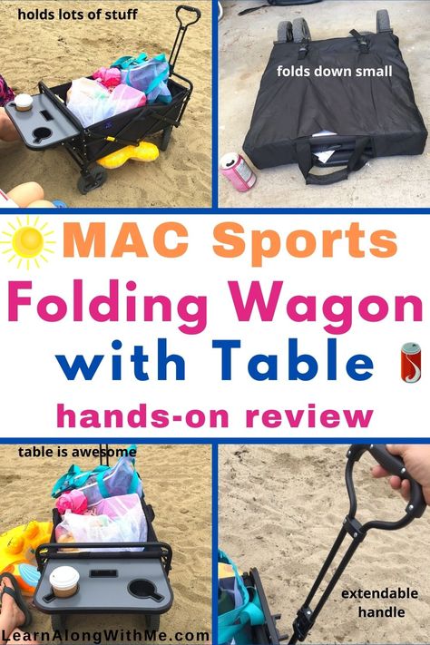 My hands on review of the MAC Sports Folding Wagon with Table (Model WTC). It has a flip-down side table, cup holders, an extendable handle and it folds up small. Read my full review here. Raised Deck Privacy, Wagon Hacks, Best Privacy Fence, Luxury Camping Gear, Deck Privacy Ideas, Foldable Wagon, Essential Camping Gear, Privacy Fence Ideas, Deck Privacy