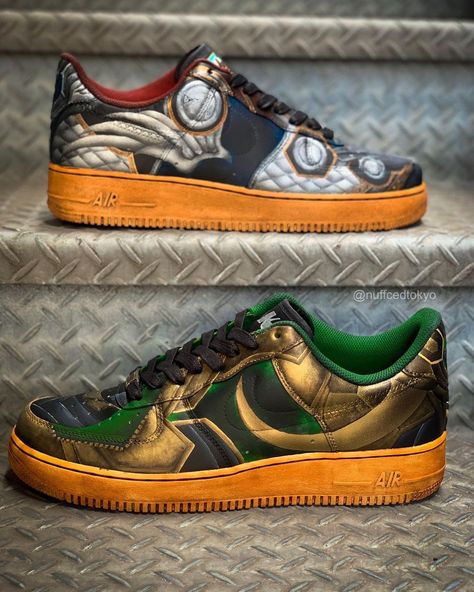 Thor x Loki Air Force 1 Custom Check more at https://danielcustoms.com/product/thor-x-loki-air-force-1-custom/ Shoes Air Force, Af1 Custom, Thor X Loki, Af1 Shoes, Youthful Design, Unique Sneakers, Air Force 1 Custom, Custom Air Force 1, Hand Painted Shoes