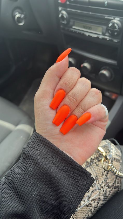 Orange Matte Nails, Nails In Summer, Matte Nails, In Summer, Summer Time, Orange, Nails