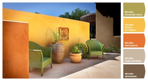 Hacienda Modern on Houzz. Paint colors from Chip It! by Sherwin-Williams Mexican Interior Design, Mexican Interiors, Mexican Colors, Mexican Hacienda, Interior Design Minimalist, Modern Mexican, Mexican Home, Hacienda Style, Mexican Decor