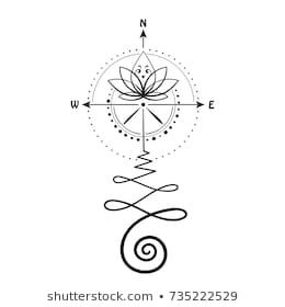 Lotus tattoo with compass arrows hand drawn isolated vector ornament, Unalome sacred geometry symbol of wisdom, love and enlightenment Geometric Compass Tattoo, Unalome Symbol, Lotus Flower Meaning, Buddhist Tattoo, Lotus Symbol, Thailand Tattoo, Unalome Tattoo, Sacred Geometry Symbols, Yoga Logo