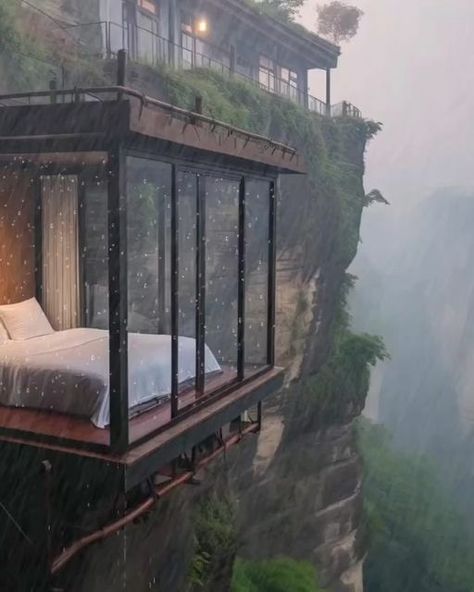 Ashley Stark Kenner on Instagram: "The sound of the rain. I find it so soothing. Which is your favorite? Via @yourlifenature • • • #architecture #rainstorm #bedroom #bedroomdesign" House In Nature, Dream Room Inspiration, House Goals, Architectural Inspiration, Beautiful Places To Visit, Dream Home Design, Amazing Architecture, Luxury House, Dream Room