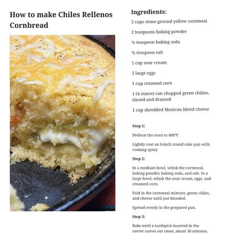 Chili Rellenos Cornbread Yellow Cornmeal Cornbread, Cornmeal Cornbread, Cornbread Pudding, Chili Relleno, Chili And Cornbread, Creamed Corn, Corn Bread Recipe, Bread Machine Recipes, Round Cake Pans