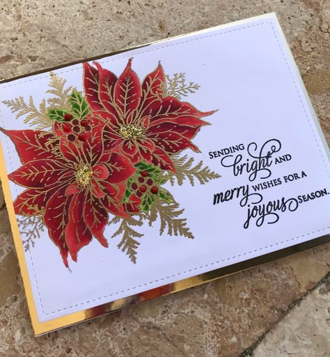 Christmas Gift Cards, Christmas Card Tutorials, Christmas Cards Crafts, Poinsettia Cards, Christmas Card Inspiration, Christmas Card Art, Handmade Christmas Cards, Christmas Gift Card, Christmas Poinsettia