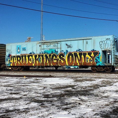 War42 Productions on Instagram: “#freightgraffiti #freights #graffiti #tkoworldwide #boxcar #tko #tkomobb #kiertko #bgntko #coldtrain #truekingsonly” Freight Train Graffiti, Nyc Train, Train Graffiti, Graffiti Pictures, Freight Train, Abc Letters, Subway Art, Box Car, Model Railroad