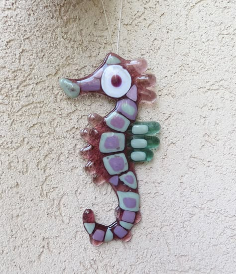 Fused Glass Octopus, Fused Glass Seahorse, Fused Glass Mosaic, Fused Glass Dogs, Fused Glass Suncatcher, Fused Glass Animals, Fused Glass Christmas Ornaments, Fused Glass Ideas, Melting Glass