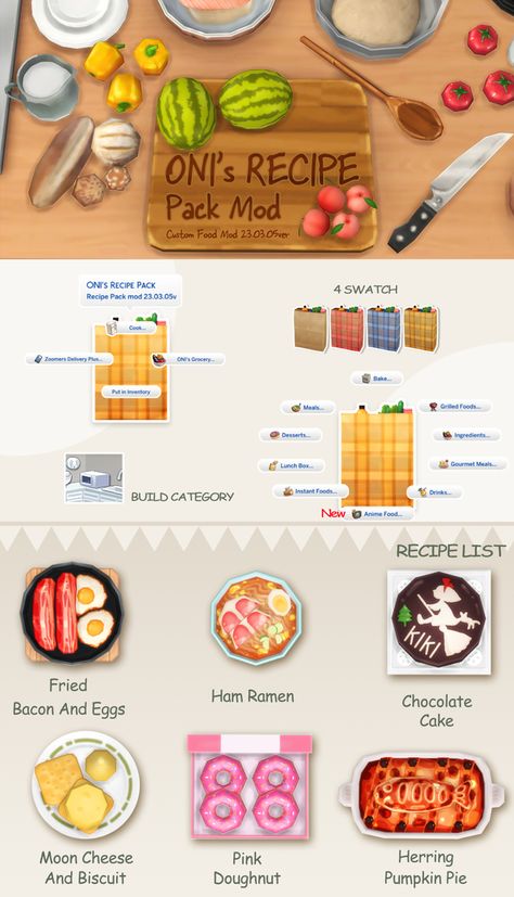 Sims 4 Cc Food Oni, The Sims 4 Cc Recipes, Grandmas Cookbook Sims 4, Sims 4 Food Retexture Mod, Sims 4 Custom Recipes, Orange Sims 4 Cc, Sims 4 Order Food Mod, Ts4 Food Cc, Sims 4 Work Mods