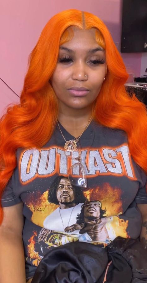 Orange Wig, Weave Ponytail Hairstyles, Frontal Wig Hairstyles, Bold Hair Color, Sew In Hairstyles, Honey Blonde Hair, Frontal Hairstyles, Pretty Hair Color, Dope Hairstyles