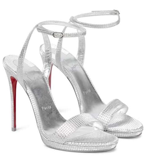 Loubi Queen, Louboutin Sandals, Christian Louboutin Sandals, Christian Louboutin Heels, Fabulous Shoes, Silver Accessories, Ankle Straps, Christian Louboutin Shoes, Punk Fashion