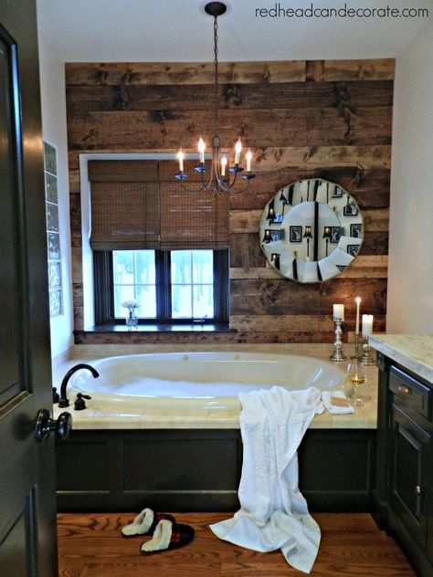 Jacuzzi Tub Bathroom, Diy Plank Wall, Deco Spa, Wood Plank Ceiling, Beautiful Master Bathrooms, Wood Plank Walls, Kitchen Wood, Amazing Kitchen, Bad Inspiration