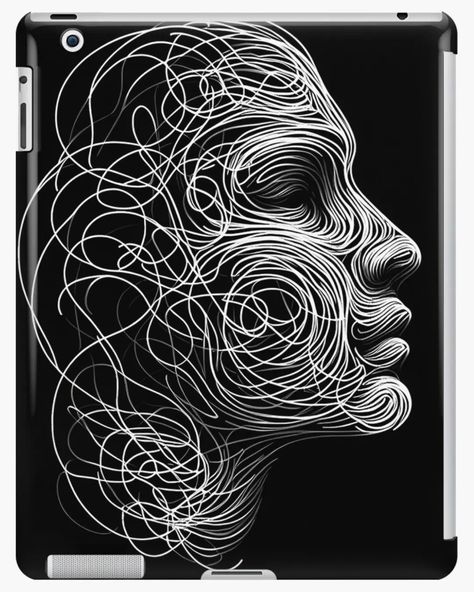 This mesmerizing artwork, "Tangled Serenity: Abstract Line Art," captures the essence of modern elegance and intricate design. The piece features a stunning human profile created from a continuous flow of tangled white lines on a stark black background. Each line intertwines seamlessly, forming a delicate and harmonious portrayal that exudes sophistication and creativity. Perfect for those who appreciate minimalist aesthetics and contemporary art, this design brings a touch of serene beauty t... Human Profile, Minimalist Line Art, Art Drawings Sketches Creative, Abstract Line Art, Intricate Design, Art Drawings Sketches, Modern Elegance, Home Decor Items, Tangled