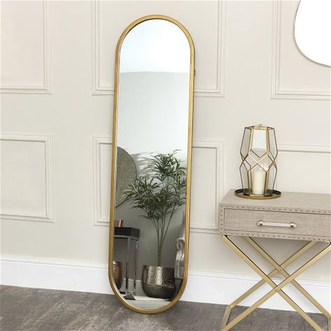 Large Gold Oval Mirror 42cm x 156cm Gold Oval Mirror, Pink Bedroom Furniture, Large Oval Mirror, Mirrored Bedroom Furniture, Tall Mirror, Full Mirror, Kitchen Wall Cabinets, Black Bedroom Furniture, Leaner Mirror