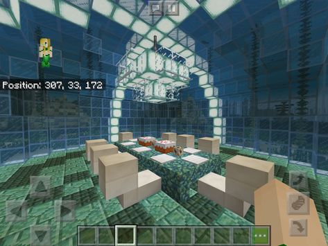 Prismarine Builds Minecraft, Dining Room Minecraft, Sea Houses, Minecraft Underwater, Minecraft Jokes, Minecraft Creative, Underwater Room, Minecraft Houses Interior, Minecraft Statues