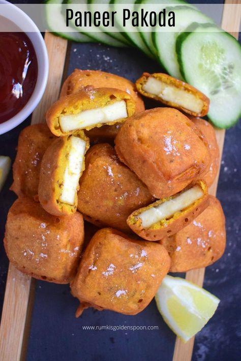 paneer pakoda, paneer pakora, paneer pakoda recipe, paneer pakora recipe, how to make paneer pakoda, paneer pakoda banane ki vidhi, paneer pakoda kaise banaen, paneer pakoda kaise banaye, paneer pakoda banane ki recipe, paneer pakoda ki recipe, how to prepare paneer pakoda, paneer pakoda kaise banaya jata hai, paneer pakora ingredients, paneer pakora halwai style, paneer pakora punjabi style, indian street food, list of indian street food, recipes for Indian street food Paneer Pakoda, Paneer Pakora, Pakoda Recipe, Pakora Recipe, How To Make Paneer, Paneer Dishes, Golden Spoon, Pakora Recipes, Green Chutney