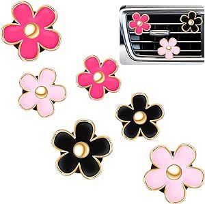 Frienda 6 Pcs Daisy Flower Air Vent Clip Air Freshener Outlet Clip Car Air Conditioning Clip Charm Car Inter Decor(Red, Pink, Black, 3 cm, 3.3 cm) Car Vent Clip, Flower Car, Car Smell, Car Perfume, Car Air Conditioning, Car Vent, Car Freshener, Car Air Freshener, Car Set