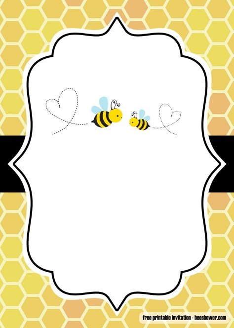 Free FREE Bee Baby Shower Invitations Templates Honey Bee Template Free Printable, Bee Invitations Template, Bumble Bee Invitations, Bee Template, Free Printable Baby Shower Invitations, Bee Themed Classroom, Bee Baby Shower Invitations, Bee Invitations, Bee Classroom