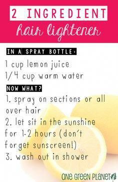 Lemon Hair Lightening, Lighten Hair Naturally, Lighten Hair, Easy Diy Beauty Products, Lemon Hair, How To Lighten Hair, Homemade Hair Products, Diy Hair Mask, Beauty Tips For Face