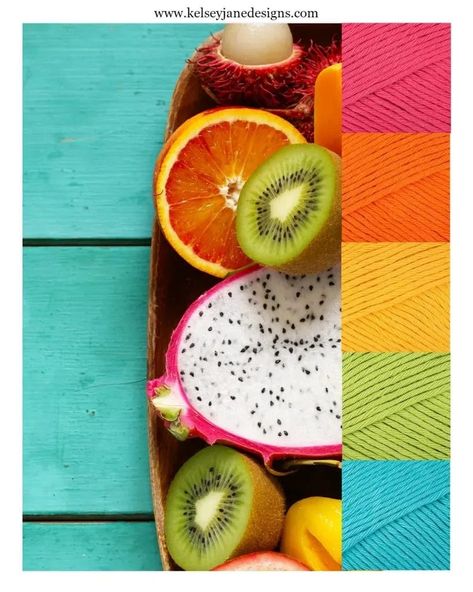 Tropical Fruit Color Palette, Cocktail Color Palette, Smoothie Branding, Fruit Branding, Yarn Color Palette, Tropical Color Scheme, Summer Color Palettes, Tropical Smoothie Cafe, Timeless Color Palette