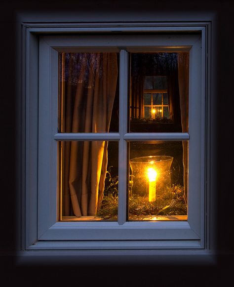 Candle lit windows.... looking in one window and seeing through the room to another...  nice!  Can 'prim up' the candles for the season!    :) An Open Window, Night Window, Behind Blue Eyes, Window Candles, Good Night Prayer, Looking Out The Window, Beautiful Windows, Window View, Open Window