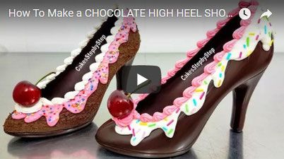 Chocolate High Heel Shoe, Chocolate Royal Icing, Oreo Shoes, Decorate Your Own Cake, Tempered Chocolate, Cake Fancy, High Heel Cakes, Cream High Heels, Mini Bakery