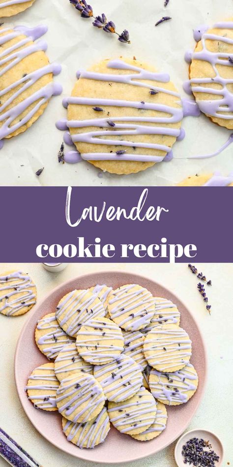 Lavender Cookies - I Heart Eating Lavender Shortbread Cookies Recipe, Honey Lavender Cookies, Vegan Lavender Cookies, Lavender Leaves Recipes, Cookies With Herbs, Baking With Lavender, Lavender Deserts, Lavender Snacks, Lavender Recipes Food