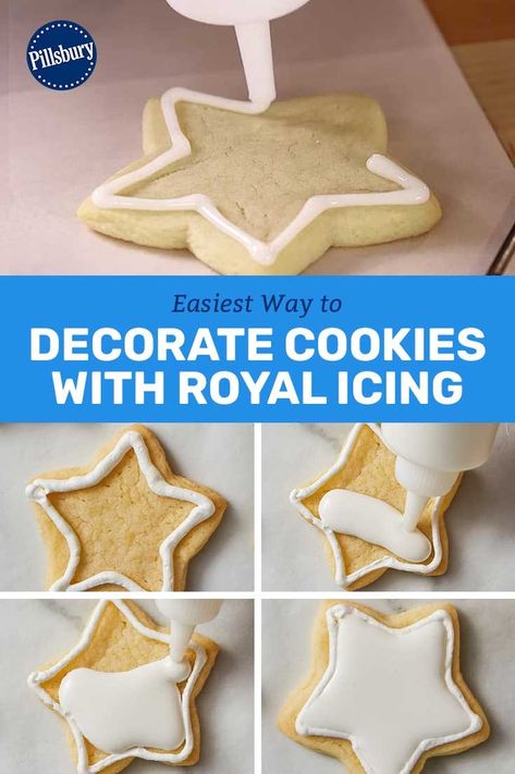 Royal icing can be hard to work with, but this hack using a ketchup bottle to hold frosting makes it easy to make family cookie decorating look halfway-to-professional! Decorate Cookies With Royal Icing, Cookie Decorating Icing, Cookie Icing Recipe, Cookies With Royal Icing, Cookie Wedding Favors, Decorate Cookies, Cookies Ideas, Sugar Cookie Icing, Party Hardy