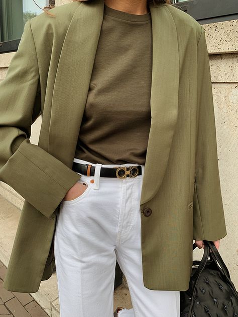 Olive Green Blazer Outfit, Olive Blazer Outfit, Khaki Green Outfit, Khaki Blazer Outfit, Green Tshirt Outfit, Olive Green Outfits, Green Blazer Outfit, Olive Green Outfit, Dark Green Blazer